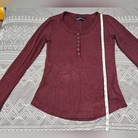 Abercrombie Scoop Neck Maroon Henley Size Small - Picture 4 of 6